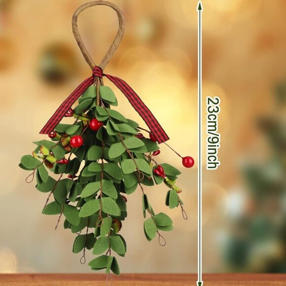 Christmas Mistletoe on Rustic Wooden Heart Peg Holder Holiday Peace Love Decor - Picture 3 of 16